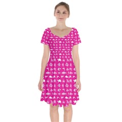 Fish Pattern Short Sleeve Bardot Dress by ValentinaDesign