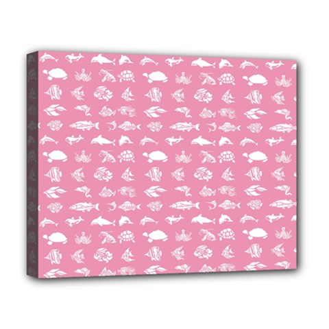 Fish Pattern Deluxe Canvas 20  X 16   by ValentinaDesign