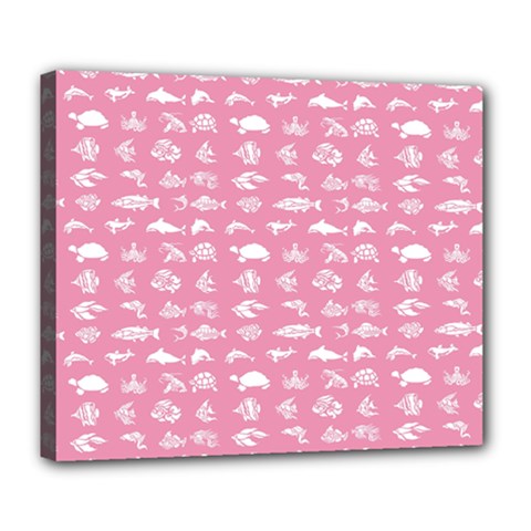 Fish Pattern Deluxe Canvas 24  X 20   by ValentinaDesign