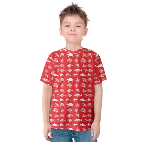 Fish Pattern Kids  Cotton Tee by ValentinaDesign