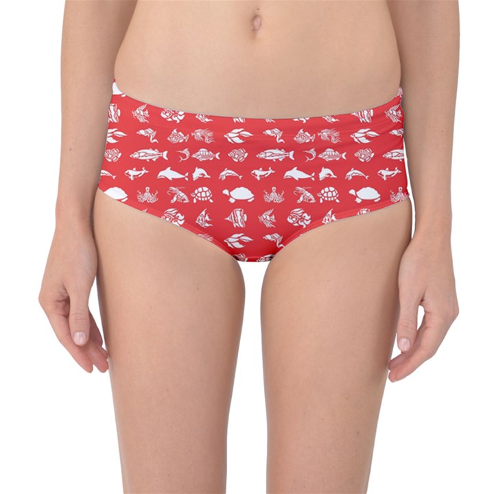 Fish pattern Mid-Waist Bikini Bottoms