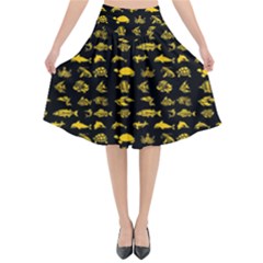 Fish Pattern Flared Midi Skirt by ValentinaDesign