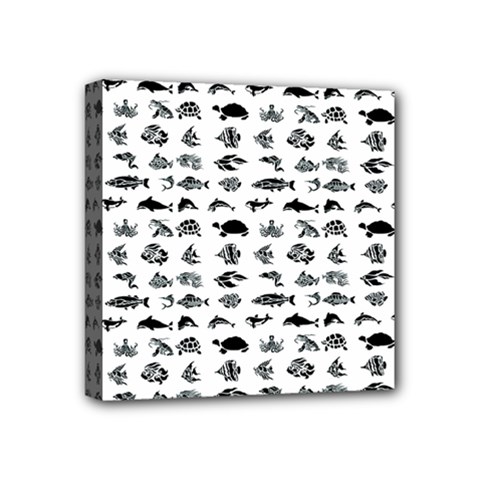 Fish Pattern Mini Canvas 4  X 4  by ValentinaDesign