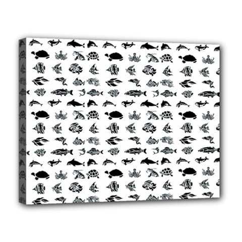 Fish Pattern Canvas 14  X 11  by ValentinaDesign