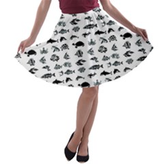 Fish Pattern A-line Skater Skirt by ValentinaDesign