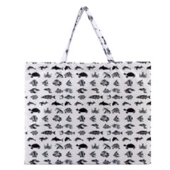 Fish Pattern Zipper Large Tote Bag by ValentinaDesign