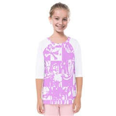 Pink Graffiti Skull Kids  Quarter Sleeve Raglan Tee