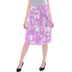 Pink Graffiti Skull Midi Beach Skirt by Skulltops