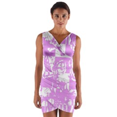 Pink Graffiti Skull Wrap Front Bodycon Dress by Skulltops