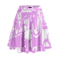 Pink Graffiti Skull High Waist Skirt by Skulltops