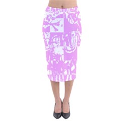 Pink Graffiti Skull Velvet Midi Pencil Skirt by Skulltops