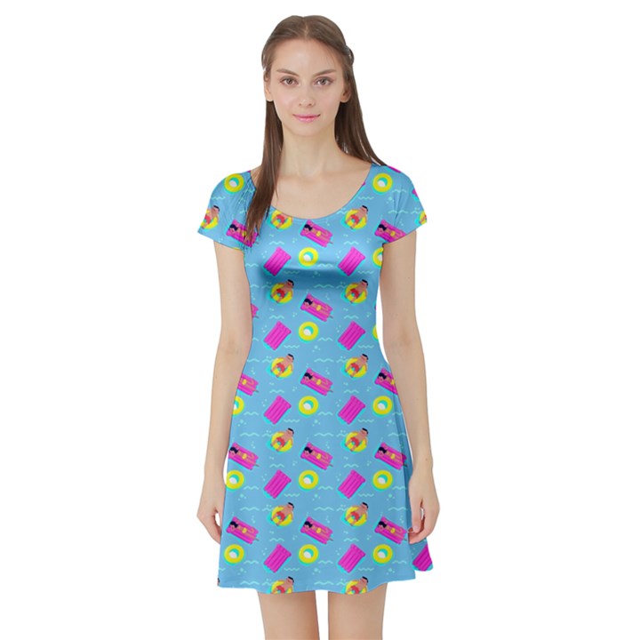 Summer pattern Short Sleeve Skater Dress