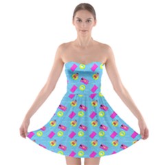 Summer Pattern Strapless Bra Top Dress by ValentinaDesign