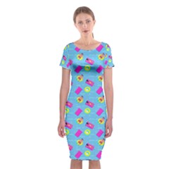 Summer Pattern Classic Short Sleeve Midi Dress by ValentinaDesign