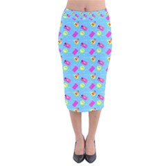 Summer Pattern Velvet Midi Pencil Skirt by ValentinaDesign