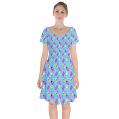 Summer Pattern Short Sleeve Bardot Dress by ValentinaDesign