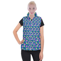 Summer Pattern Women s Button Up Puffer Vest by ValentinaDesign