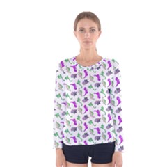 Dinosaurs pattern Women s Long Sleeve Tee