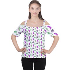 Dinosaurs pattern Women s Cutout Shoulder Tee