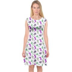 Dinosaurs pattern Capsleeve Midi Dress