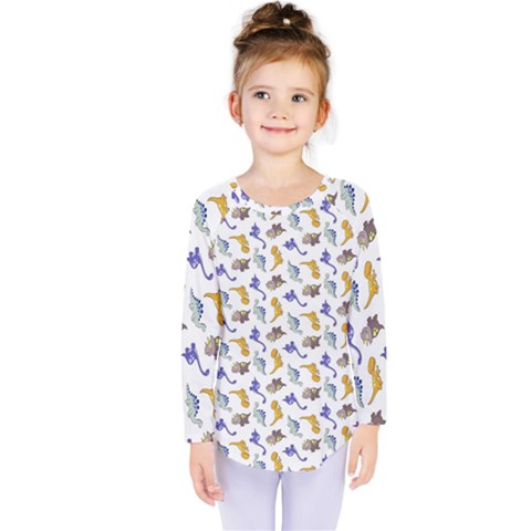 Dinosaurs Pattern Kids  Long Sleeve Tee by ValentinaDesign