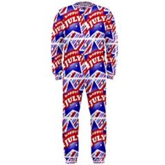 Happy 4th Of July Theme Pattern Onepiece Jumpsuit (men)  by dflcprintsclothing