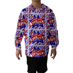 Happy 4th Of July Theme Pattern Hooded Wind Breaker (kids) by dflcprintsclothing