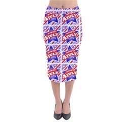 Happy 4th Of July Theme Pattern Velvet Midi Pencil Skirt by dflcprintsclothing