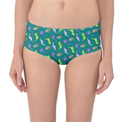 Dinosaurs Pattern Mid-waist Bikini Bottoms by ValentinaDesign