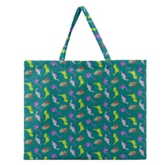 Dinosaurs Pattern Zipper Large Tote Bag