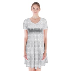 Pattern Short Sleeve V-neck Flare Dress by ValentinaDesign