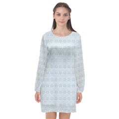 Pattern Long Sleeve Chiffon Shift Dress 