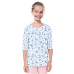 Floral Pattern Kids  Quarter Sleeve Raglan Tee