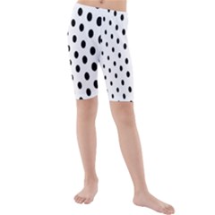 Polka Dot Black Circle Kids  Mid Length Swim Shorts by Mariart