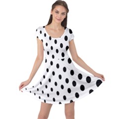 Polka Dot Black Circle Cap Sleeve Dresses