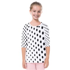 Polka Dot Black Circle Kids  Quarter Sleeve Raglan Tee