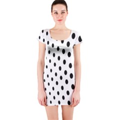 Polka Dot Black Circle Short Sleeve Bodycon Dress by Mariart