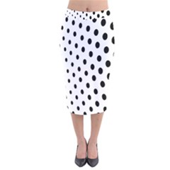 Polka Dot Black Circle Velvet Midi Pencil Skirt