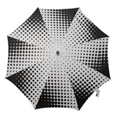 Comic Dots Polka Black White Hook Handle Umbrellas (large)