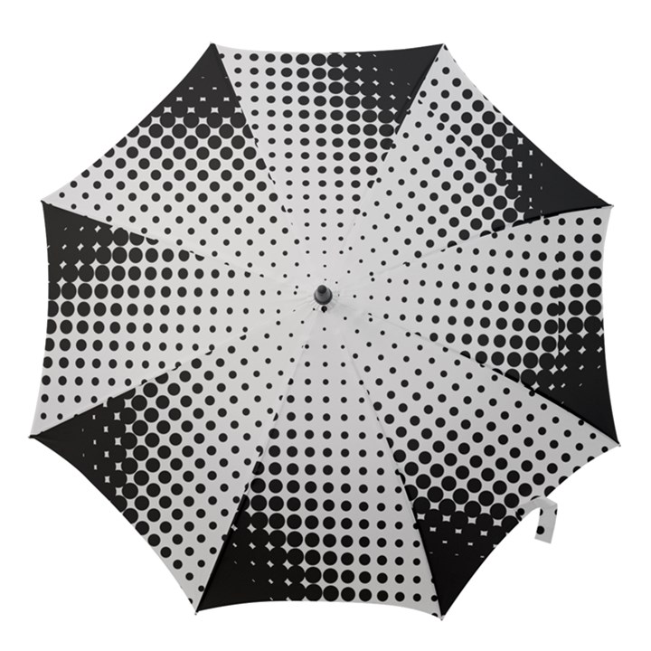 Comic Dots Polka Black White Hook Handle Umbrellas (Large)