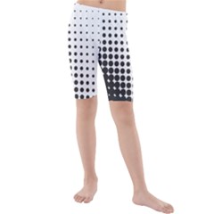 Comic Dots Polka Black White Kids  Mid Length Swim Shorts