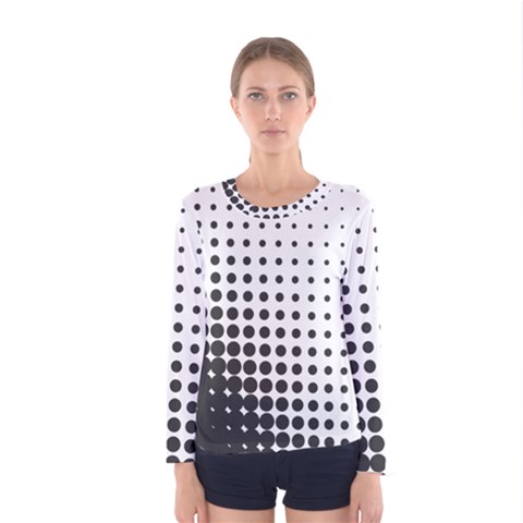 Comic Dots Polka Black White Women s Long Sleeve Tee by Mariart