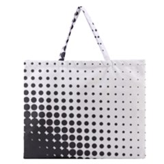 Comic Dots Polka Black White Zipper Large Tote Bag