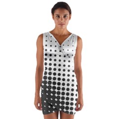 Comic Dots Polka Black White Wrap Front Bodycon Dress