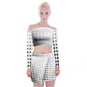 Comic Dots Polka Black White Off Shoulder Top with Skirt Set View1