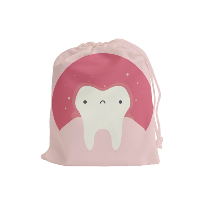 Sad Tooth Pink Drawstring Pouches (Large) 