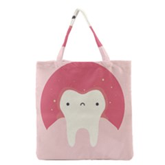 Sad Tooth Pink Grocery Tote Bag by Mariart