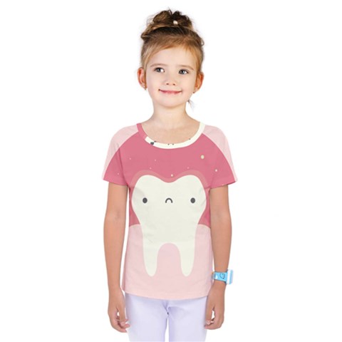 Sad Tooth Pink Kids  One Piece Tee by Mariart