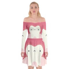 Sad Tooth Pink Off Shoulder Skater Dress by Mariart