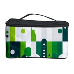 Generative Art Experiment Rectangular Circular Shapes Polka Green Vertical Cosmetic Storage Case by Mariart